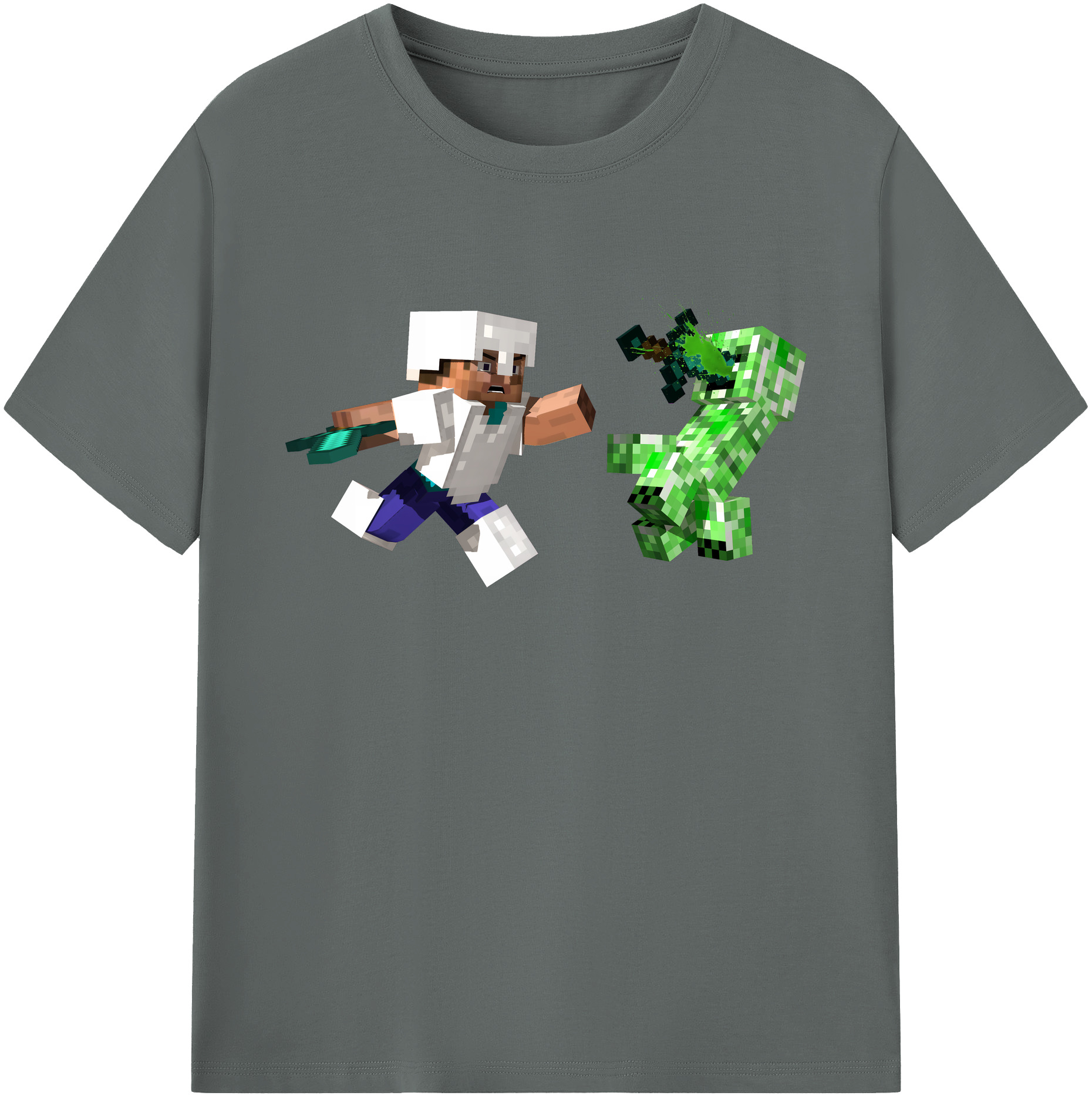 （画像用） マインクラフト ブロックの世界 Minecraft MC Block world 綿100％ メンズ半袖Tシャツ｜肌触りやわらか＆通気性